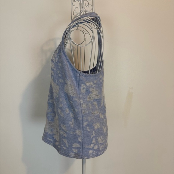 Alo Yoga Tank Top Blue White Clouds Racerback Sheer Distressed Weathered SZ S - Picture 2 of 5
